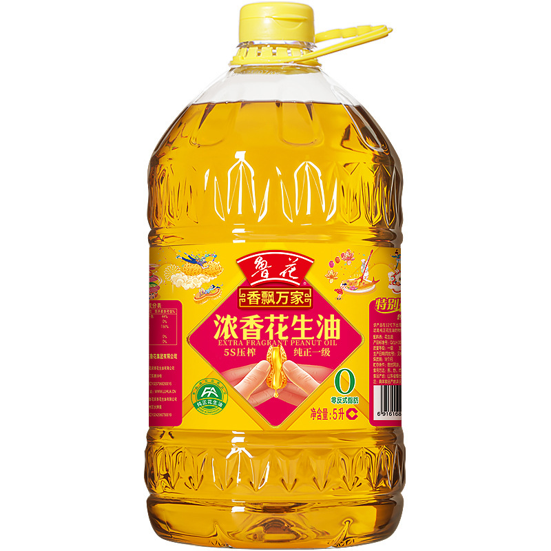 鲁花浓香花生油(香飘万家系列)5l/桶 家庭装食用油炒菜烹饪油