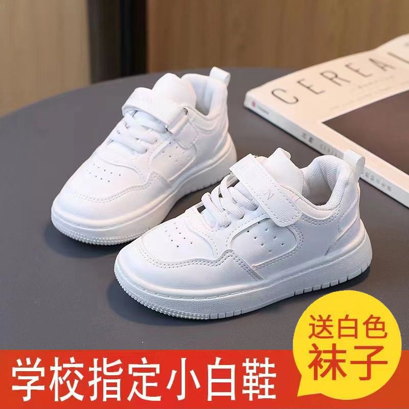 小白鞋女童儿童白色运动鞋男童白幼儿园宝宝旅游小学生波球鞋子热