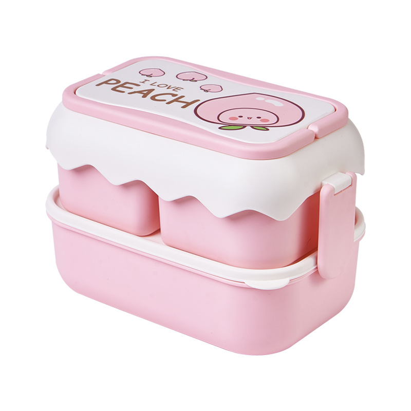 Independent Divided Lunch Box Portable Microwaveable Heated Bento Box Student Cute Children Cartoon Lunch Box Cross-Border