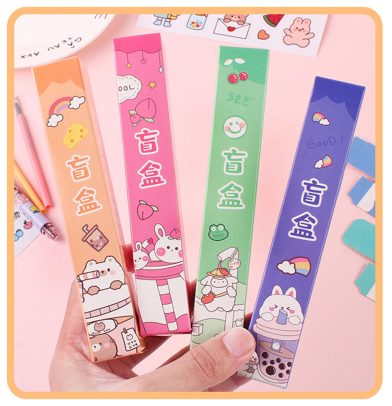 创意卡通幸运盲盒笔中性笔惊喜盒 可爱贴纸学生文具用品盲盒批发