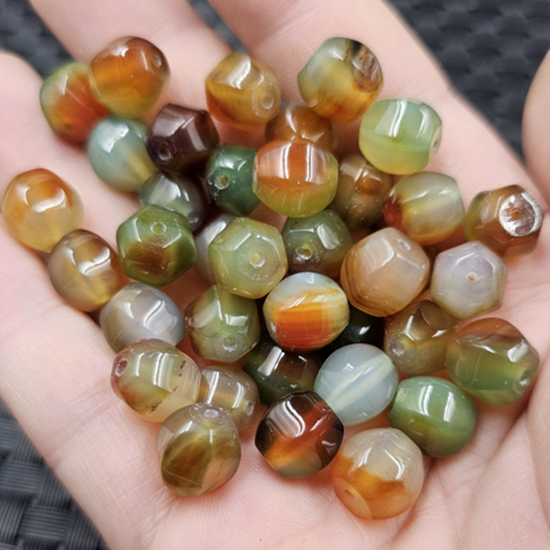 孔雀玛瑙六棱珠玉石散珠紫绿玛瑙路路通珠子diy手链项链饰品配件