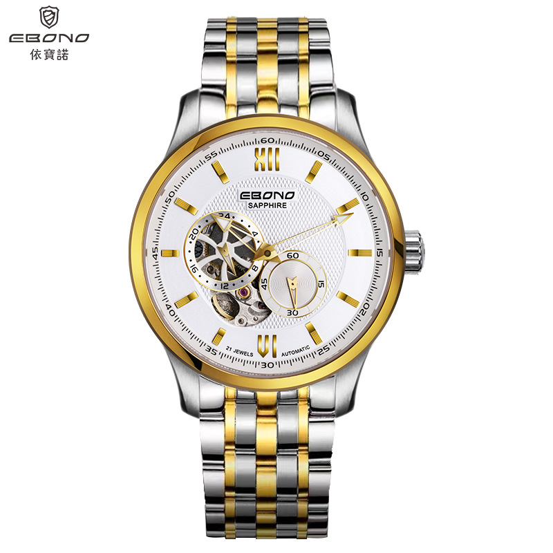 罗兰度瑞士手表防水男士罗兰度全自动机械表镂空7025黑武士钢壳