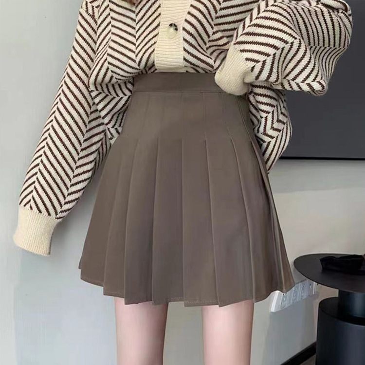 大码学院风百褶裙半身裙女2021秋冬胖妹妹韩版高腰褶皱短裙a字裙