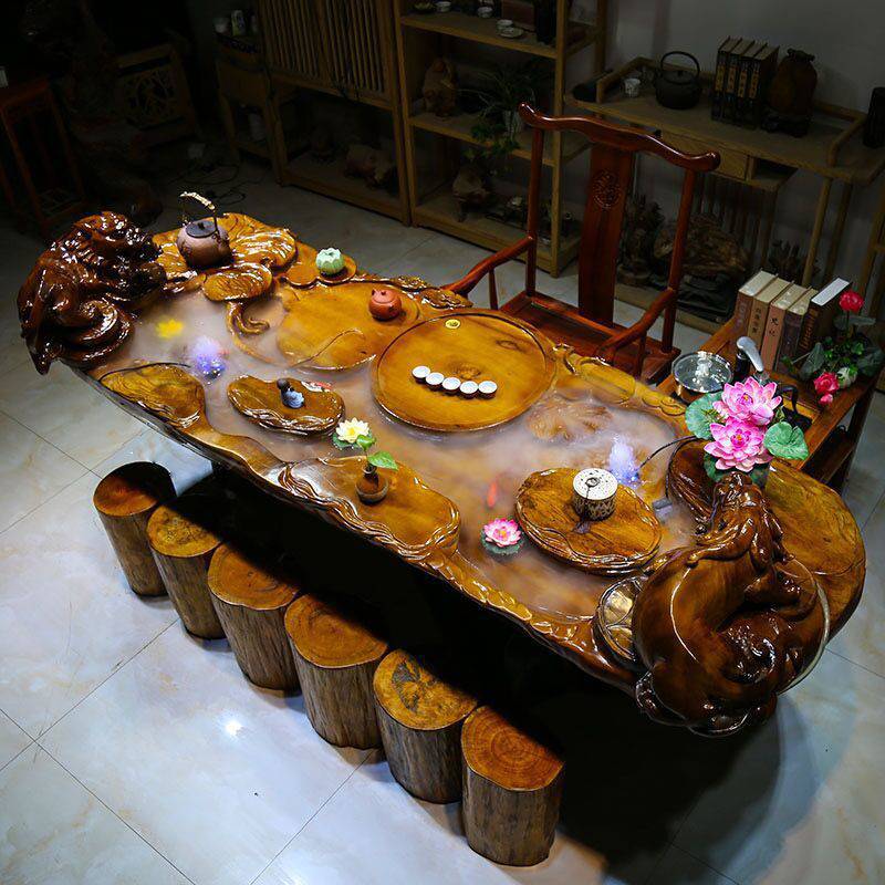 天然整体树根实木茶台金丝楠木根树头茶几家用木茶海客厅茶桌