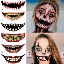 Scary Big Mouth Face Stickers Tattoo Stickers Spooky Makeup