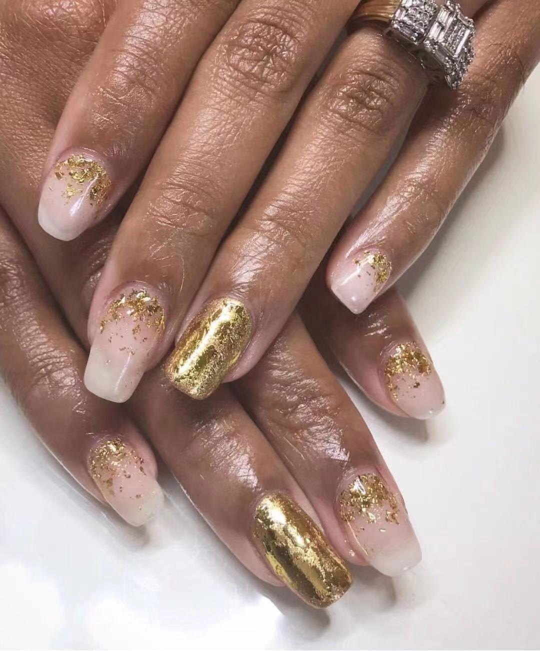 日式美甲彩色碎金箔 火烧岩石彩色锡箔纸金银箔 贴纸 彩箔套装