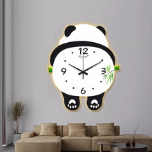 网红创意熊猫钟表家用餐厅背景装饰时钟挂墙现代简约客厅挂钟爆款