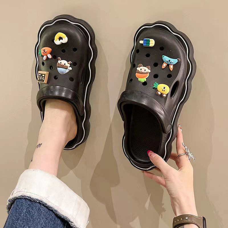 Summer 2023 New Eva Internet-Famous Outdoors Cute Funny Cartoon Poop Hole Shoes Sandals and Slippers Wholesale