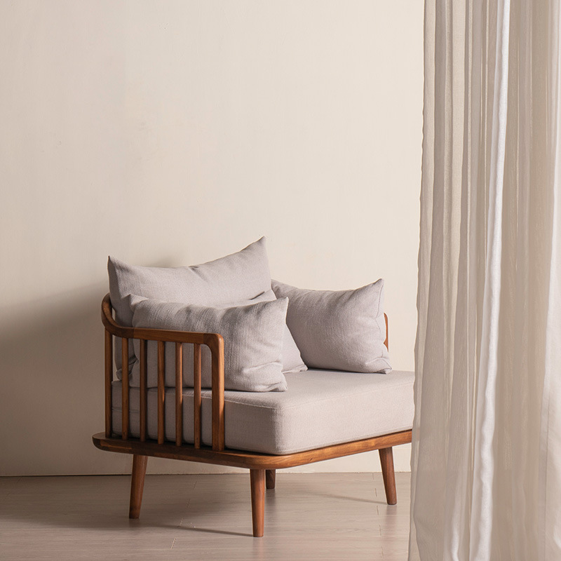 北欧全实木双人沙发黑胡桃新中式客厅家具现代简约轻奢型沙发