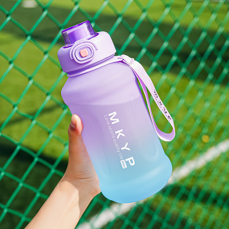 Fitness Sports Water Bottle Men's and Women's Gradient Color Large Capacity Leisure Plastic Cup Outdoor Big Belly Cup Portable Convenient Cup