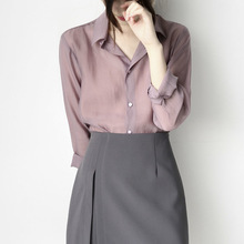 烟紫天丝防晒衬衫女夏气质温柔宽松时尚chic很仙的上衣设计感薄款