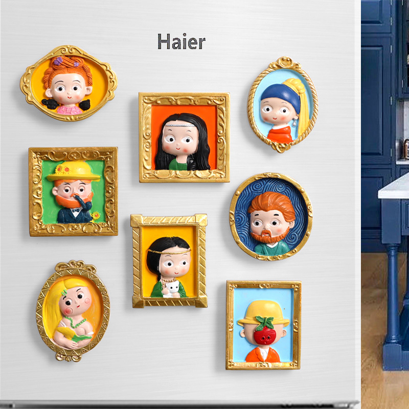 In Stock Resin Refrigerator Magnet 3D World-Famous Painting Character Ornament Wedding Gift Handicraft Magnetic Sticker Wholesale