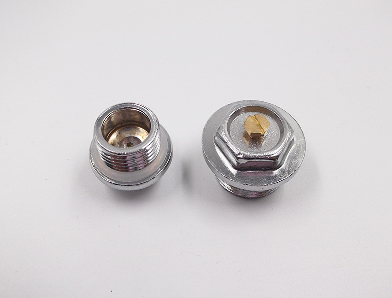 立勤 铁镀铬外丝堵头暖气片放气带垫外丝堵散热器外牙出气丝堵