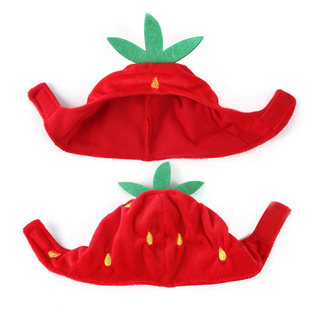 New Pet Funny Hat Dog Cat Strawberry Hat Green Leaf Big Strawberry Headgear Funny Supplies