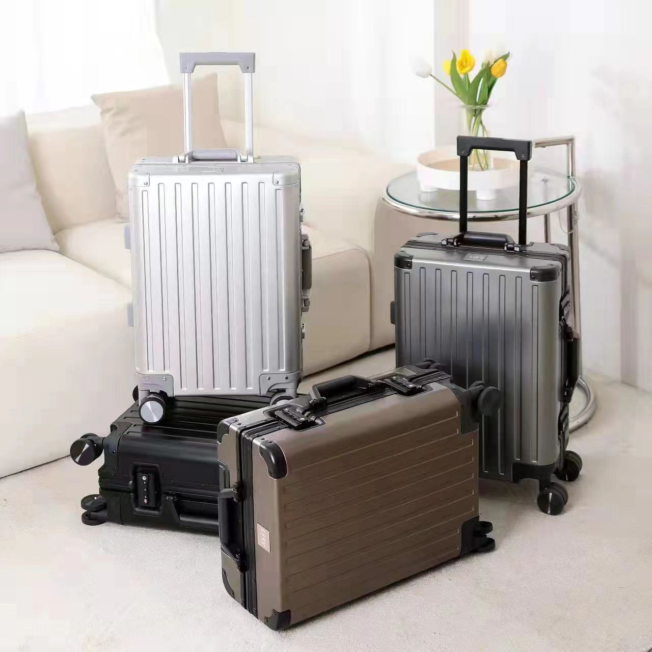 All-Aluminum Magnesium Alloy Luggage Female Male Aluminum Alloy Trolley Case Aluminum Frame 26-Inch Metal Suitcase 24-Inch Password Suitcase