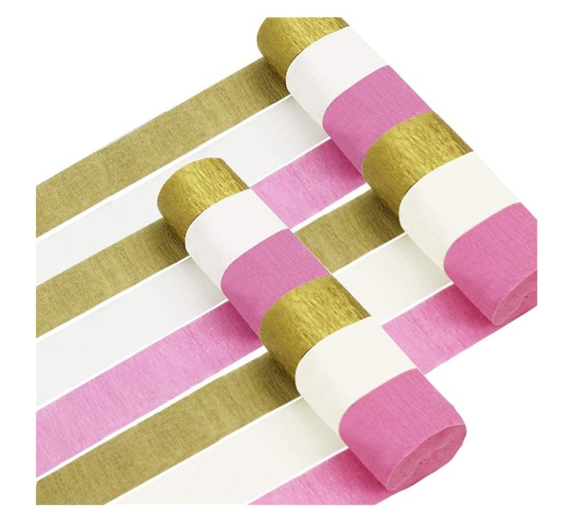 跨境8卷彩色皱纹纸拉花卷纸卷绉纸飘带婚礼生日庆典悬挂派对装饰