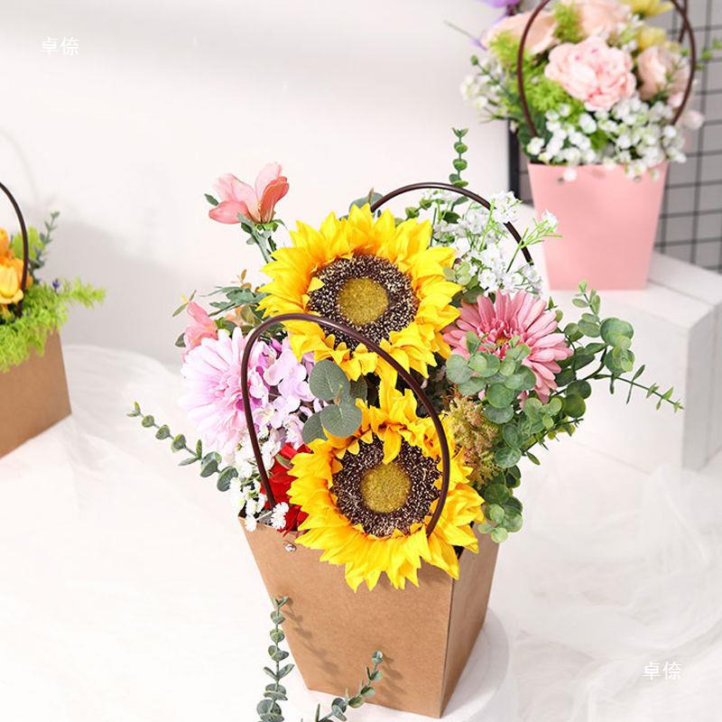 Mother Plot Flower Box Lottery Chinese Kraft Paper Waterproof Bag Romantic Flowers Holiday Bouquet Gift Flower Shop