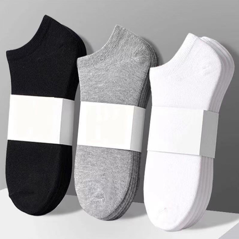 All-Match Black and Gray Zhuji Wholesale Pure Cotton Socks Man's Sports Socks Student Socks Summer Socks White Low Cut Socks