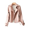 2022 spring and autumn new pattern leather clothing coat have cash less than that is registered in the accounts Self cultivation Show thin Europe and America genuine leather locomotive sheep Pink leather jacket
