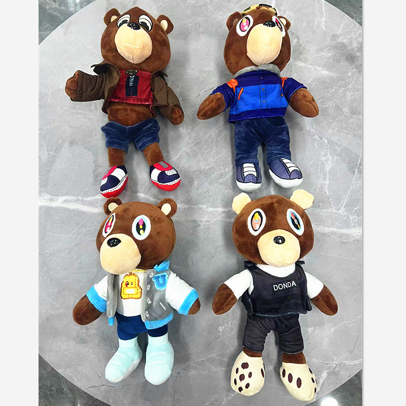 跨境新品kanye teddy bear 侃爷同款泰迪熊毛绒玩具公仔玩偶-阿里巴巴