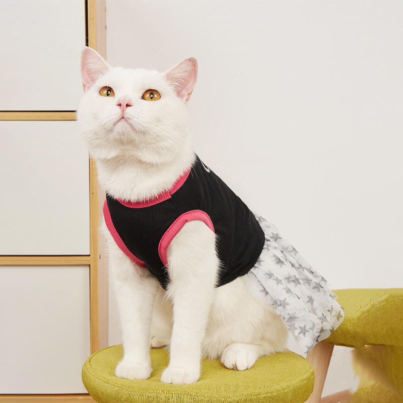 春夏新款猫咪one网纱背心蓬裙小型犬两脚衣春夏装宠物服饰猫猫服