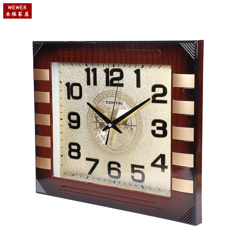 Kangtian Contin Wall Clock New Chinese Style Square Simple Atmosphere in Stock Wholesale Factory Direct Supply Foreign Trade