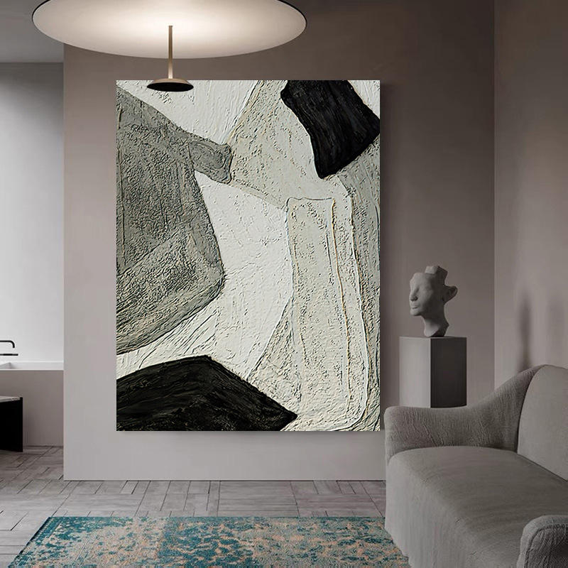 侘寂风抽象艺术客厅沙发落地画现代简约北欧竖版手绘装饰油画