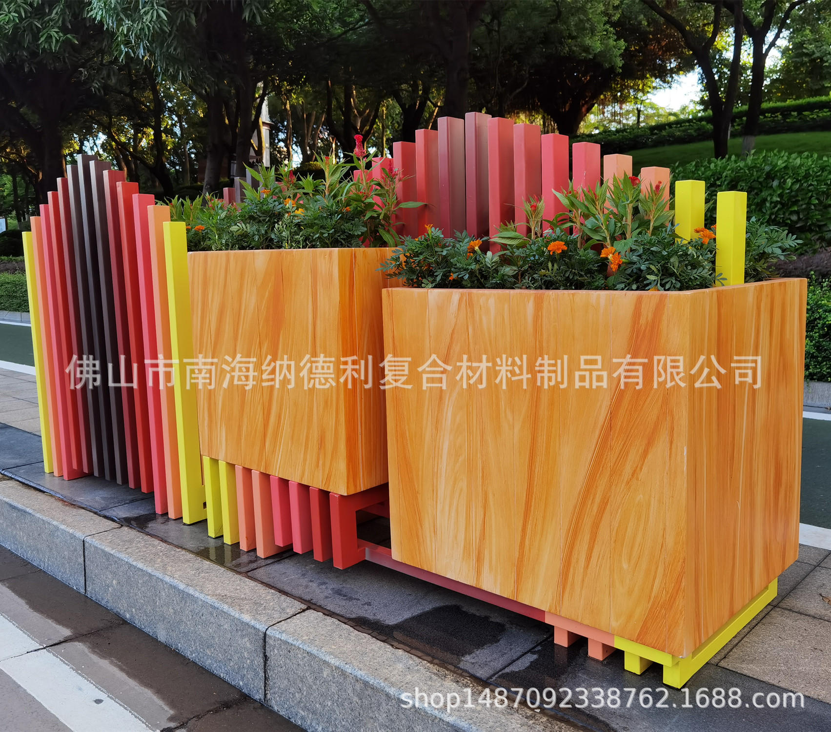 户外落地式组合花箱 个性定制组合花箱 玻璃钢组合花盆 厂家直销