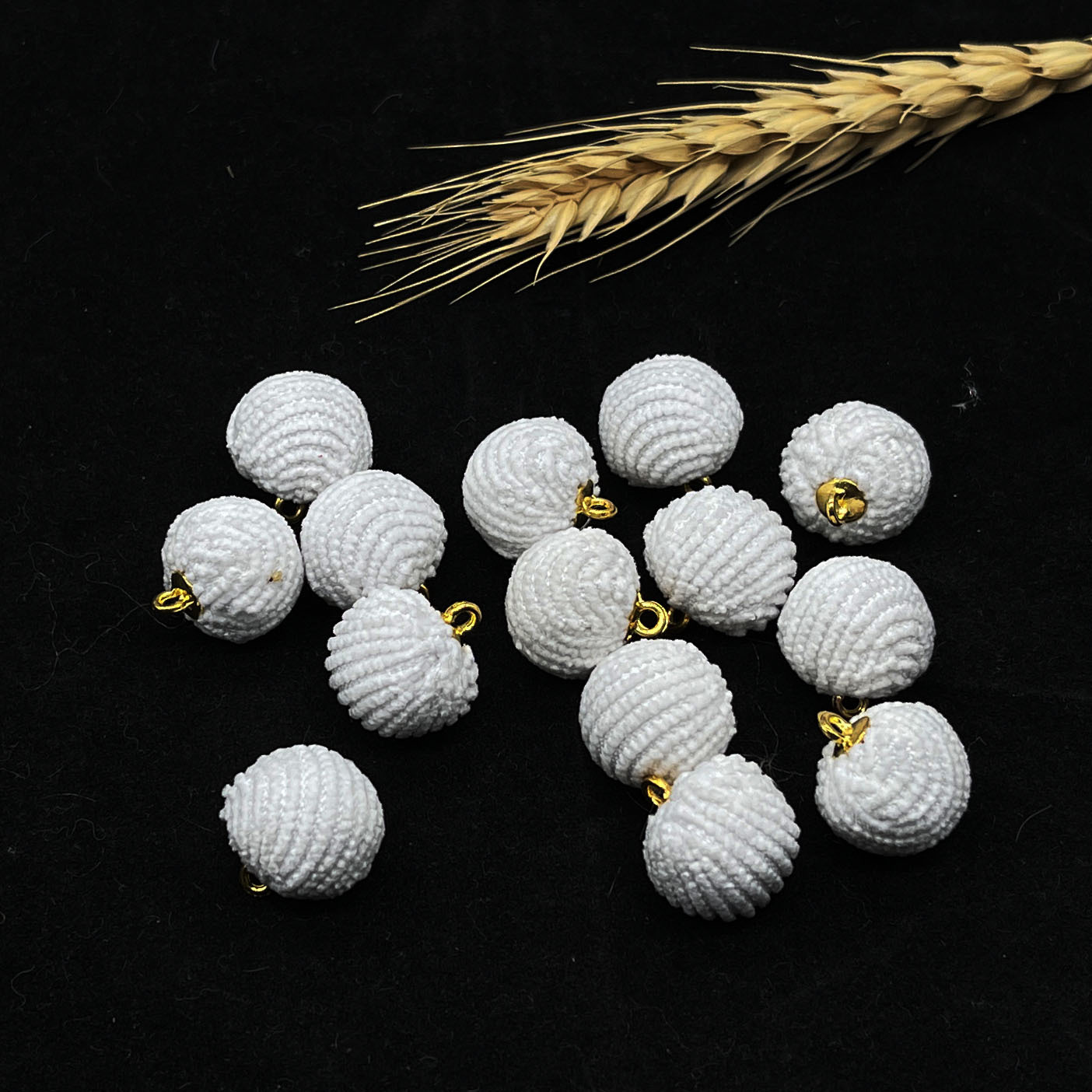 灯芯绒包布球 diy手工吊球 条绒球耳环挂件 布球吊坠饰品配件