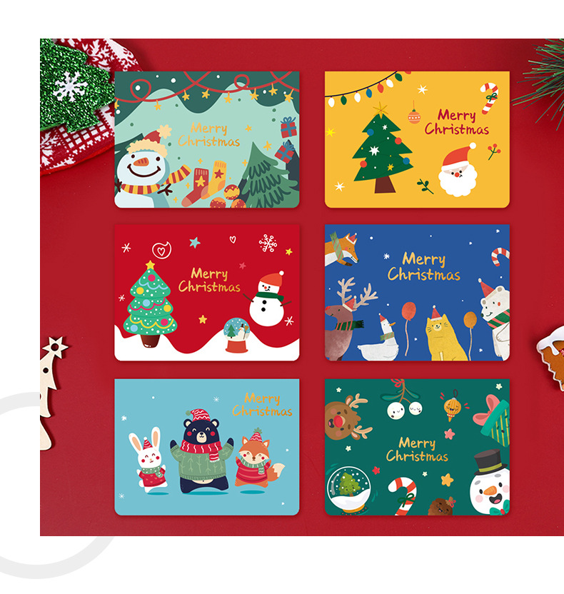 卡通创意手工diy圣诞节贺卡生日祝福小卡片带信封感谢留言卡礼物