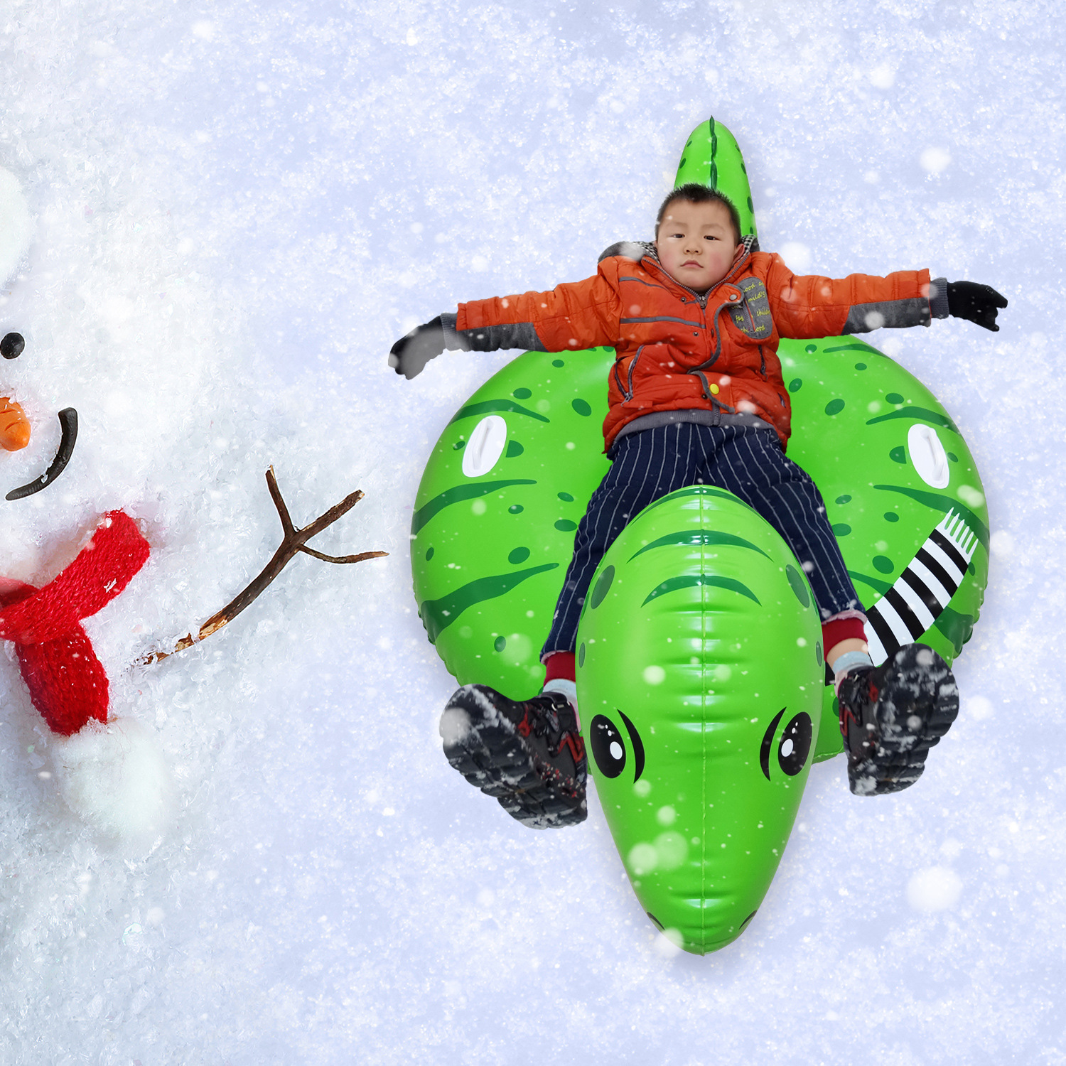 充气恐龙滑雪圈雪地玩具成人滑雪板充气奶牛 工厂pvc tpu产品