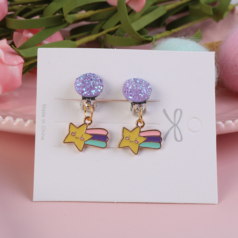 Ear Clip Children's Diy Earrings No Pierced Alloy Unicorn Earrings Mermaid Stud Earrings Production and Processing