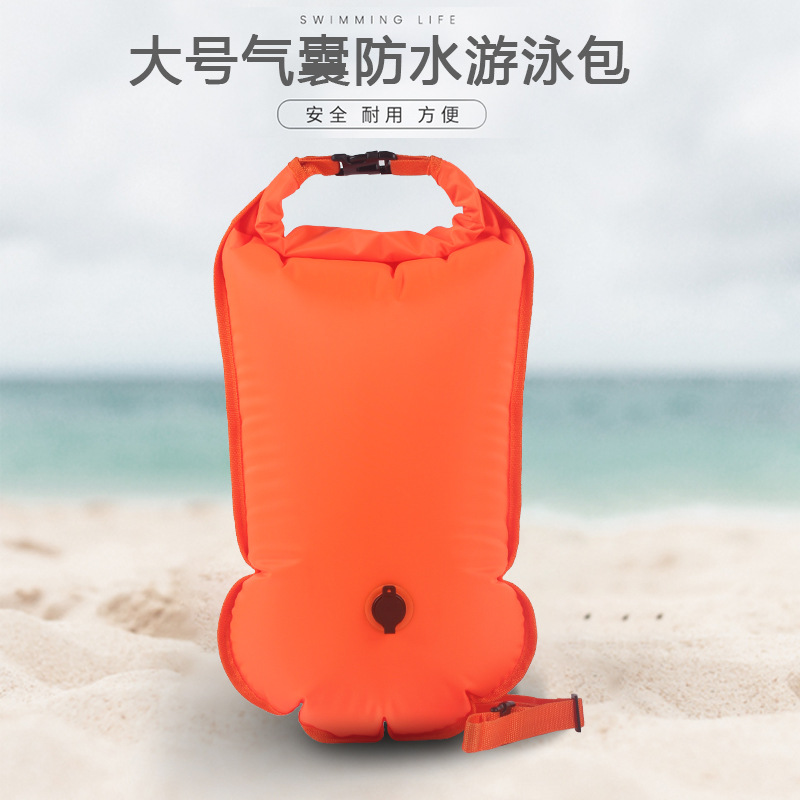 manufacturer nylon cloth pvc waterproof bag storage swimming ball and fart double airbag large 28l swimming bag swimming floating bag