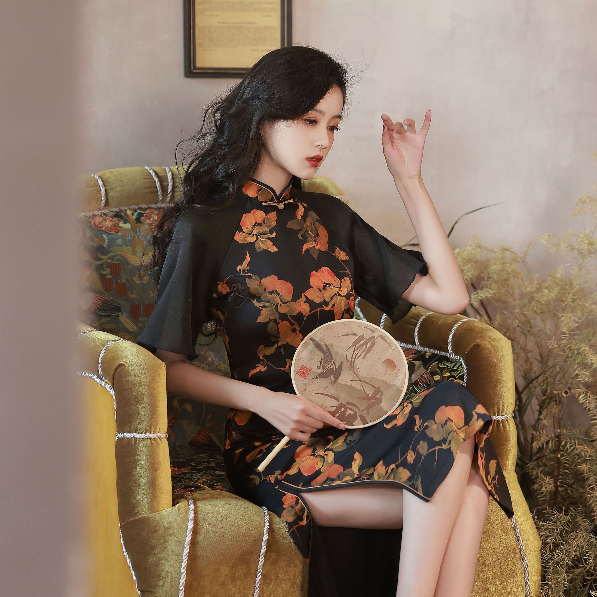 年轻款旗袍连衣裙改良少女中长款春夏日常气质复古2022新款小个子