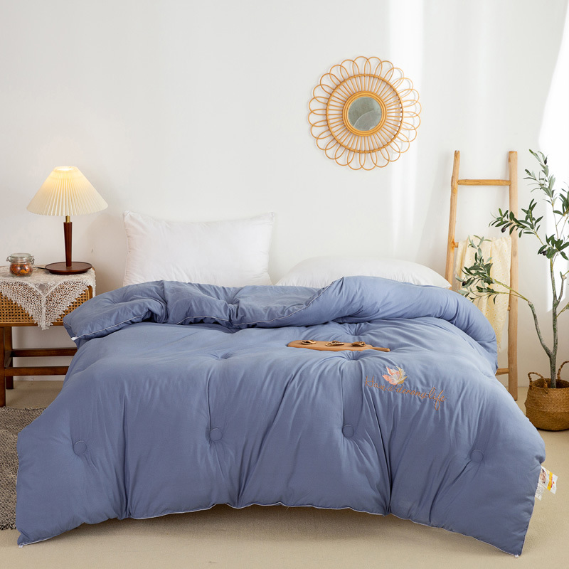 直播德绒绣花保暖被子黑科技刺绣德绒冬被外贸春秋被加厚被芯批发