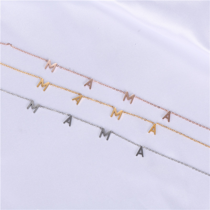 Europe and America Cross Border Mama Stainless Steel Titanium Steel Necklace Welding Small Letter Pendant Mother's Day Gift Factory Wholesale