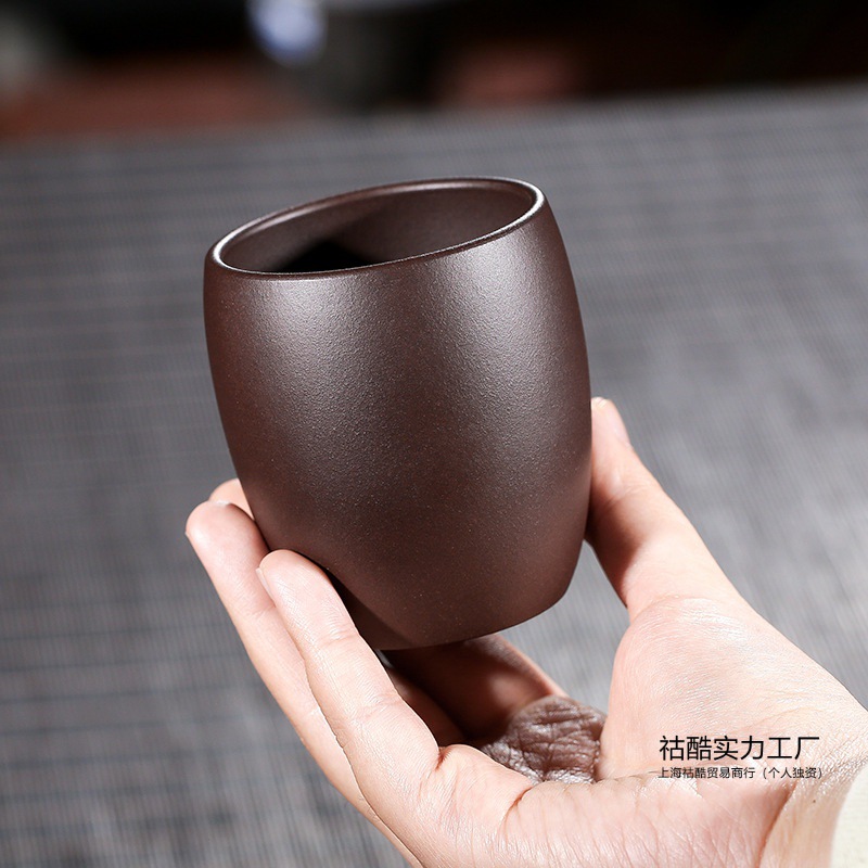 宜兴紫砂茶杯大号主人杯水杯纯手工功夫茶具紫泥单杯品茗杯紫砂猫