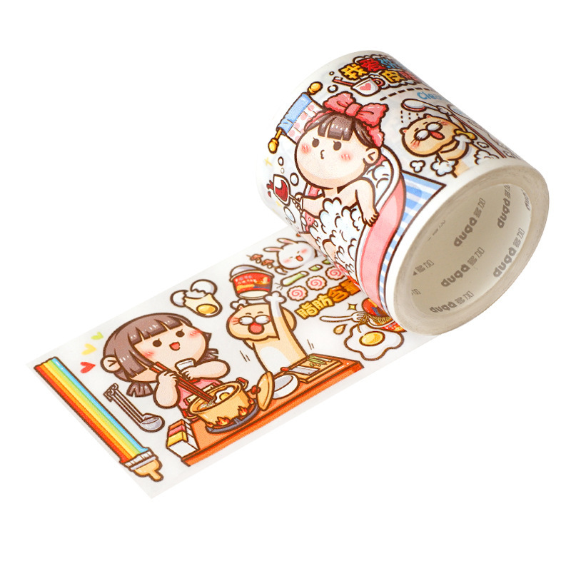 Add Extra Special Oil and Paper Adhesive Tape Small Fried Glutinous Rice Cake Stuffed with Bean Paste Series Fresh and Cute Character Notebook DIY Material Release Stickers