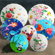 手工diy空白色油纸伞 儿童材料幼儿园涂鸦绘画雨伞装饰中国风道具