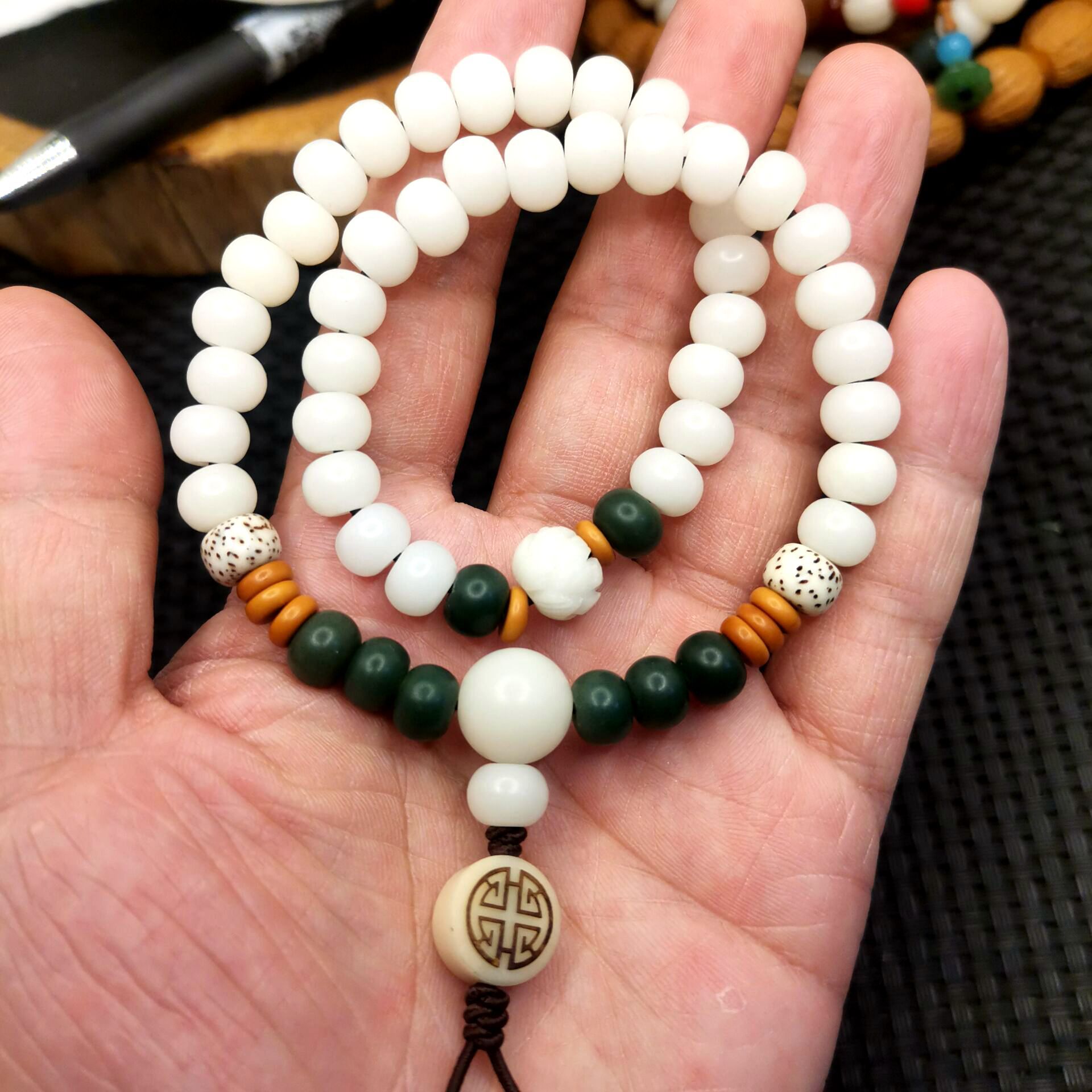 原籽白玉菩提根手串手链直播货源男女盘玩菩提佛珠手链手持