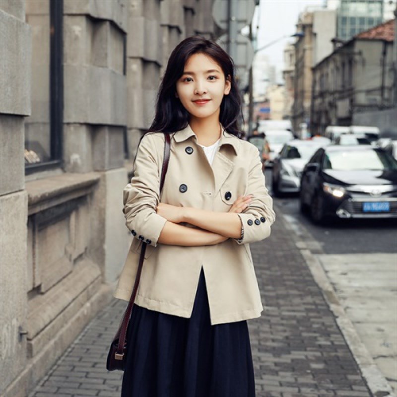 小款风衣外套女短款小个子穿的韩版气质2021春秋新款女式风衣外套