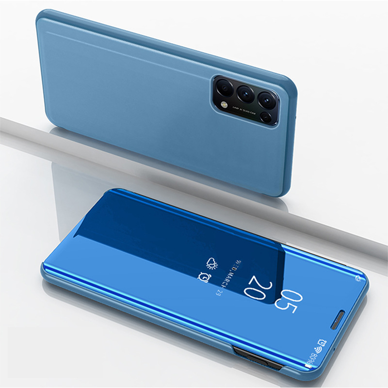 适用OPPO Reno5电镀3D镜面立式支架款超薄手机套Reno5 Pro保护套