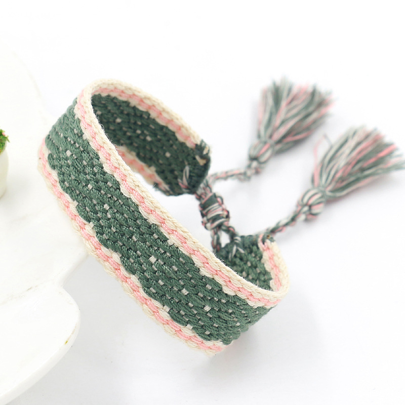 跨境欧美波西米亚民族风手链可刺绣手工编织手环女情侣手绳小饰品