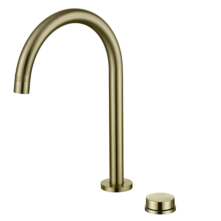 Yiyu Brushed Gold Faucet Hot and Cold Washbasin Faucet Copper Bathroom Counter Basin Kitchen Vegetable Washing Faucet Water Tap