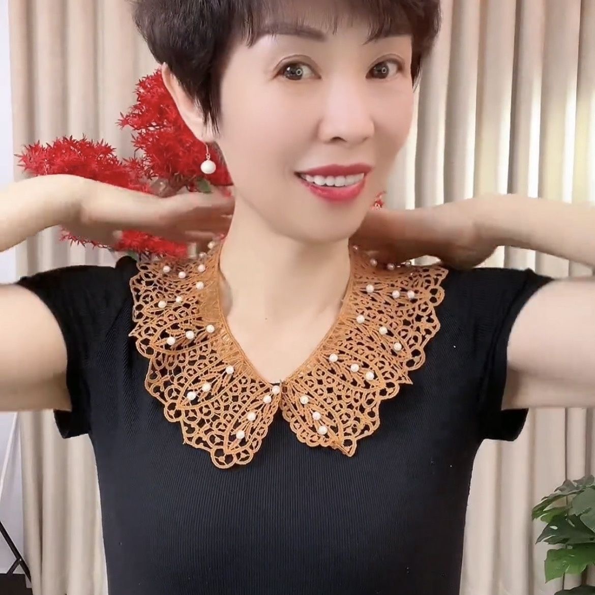 【贝珠蕾丝假领】韩版花边镂空木棉丝披肩夏季防晒百搭钉珠假领子