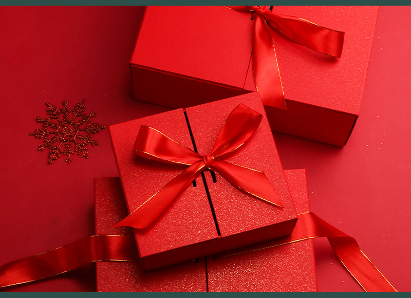 红色蝴蝶结丝带礼品双开盒优质高端长方形礼物礼盒情人节包装盒