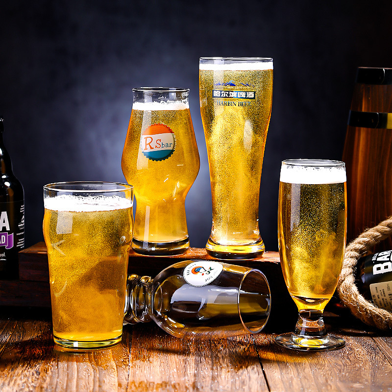 精酿杯德国啤酒杯特酷杯扎啤杯玻璃个性品脱杯高脚杯logo刻字