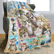 可爱治愈系宠物猫法兰绒高清数码印花毛毯，礼物毯，空调毯。。。