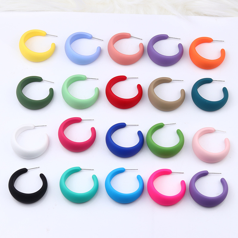 Best-Seller on Douyin C- Ring Geometric Earring Ring/Stud Earring Earrings Candy Color High-Key Eardrop Acrylic Ear Rings Women