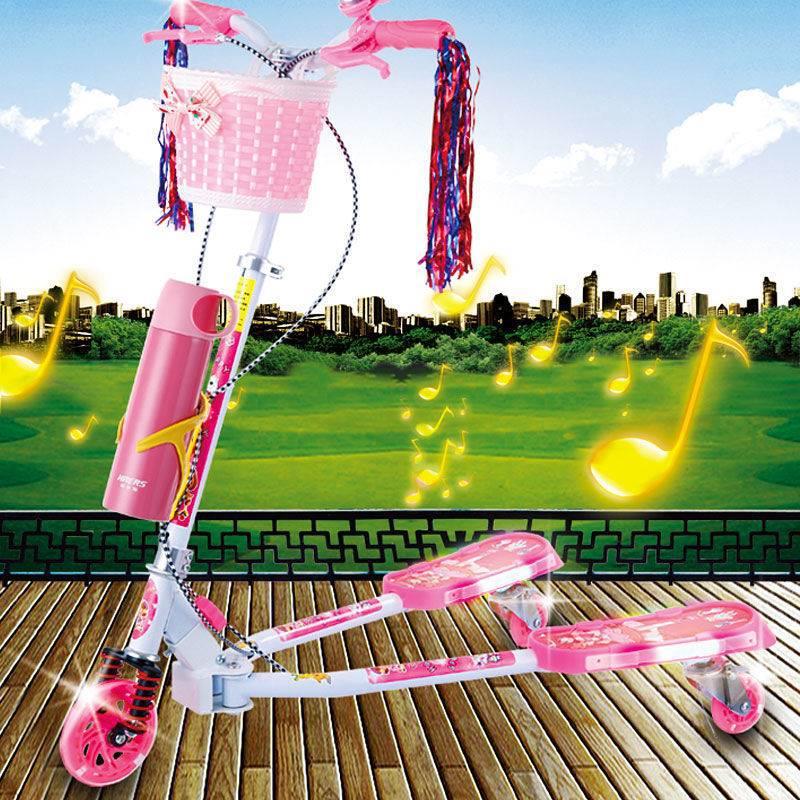 双踏板蛙式剪刀车滑板车儿童双脚分开3-6岁8折叠男女孩四轮溜溜车